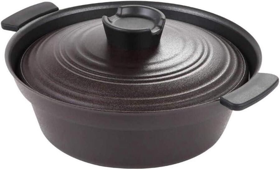Ronde braadpan Gietijzeren pan Koken en stoven T-type anti-overloop 27 cm Zwart