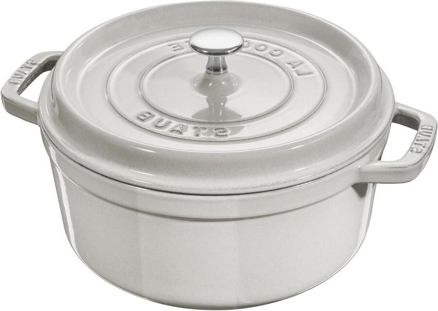 Ronde braadpan Gietijzeren pan Langzaam garen Behoudt smaak 26 cm Wit