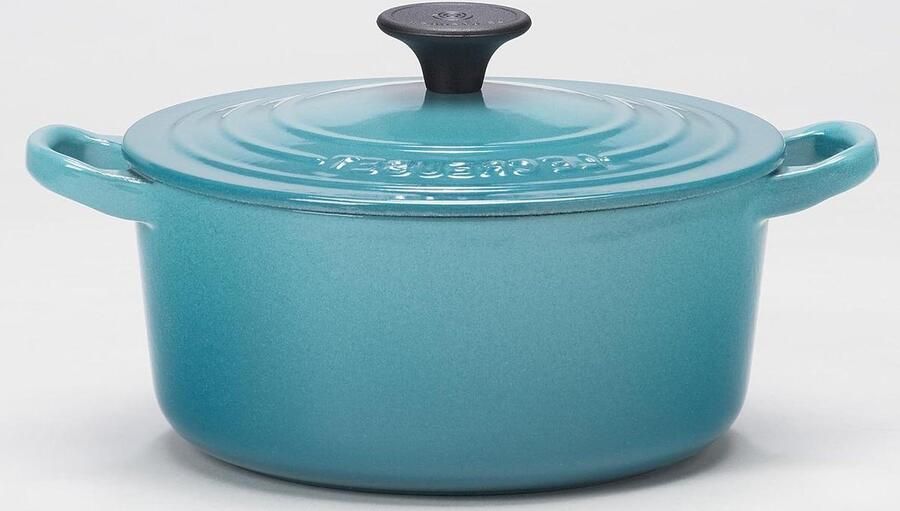Ronde Braadpan Gietijzeren Pan Langzaam Garen Geëmailleerde Binnenkant 18 cm Teal