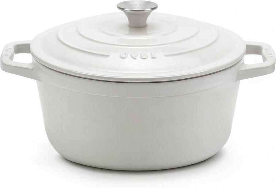 Ronde braadpan Gietijzeren pan Langzaam koken Gelijkmatige warmte 22 cm Beige