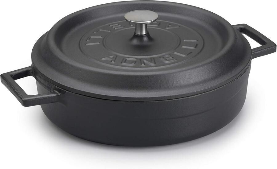 Ronde Braadpan van Gietijzer met Twee Handvatten 28 cm Geschikt voor Inductie