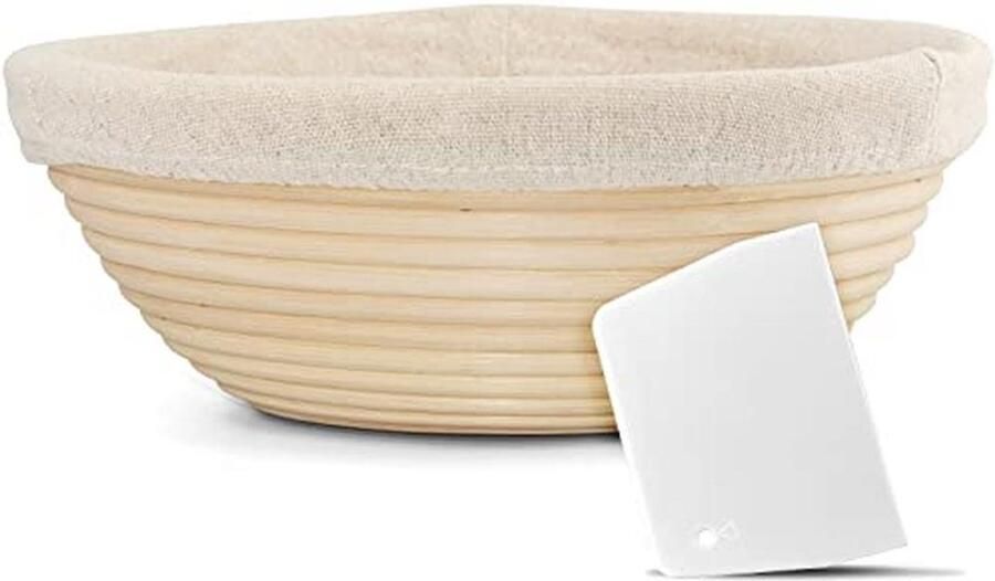 Ronde Brood Banneton Proofing Mand 25 cm 100% Natuurlijke Rotan met Deeg Schraper & Linnen Liner Doek - Foto 2
