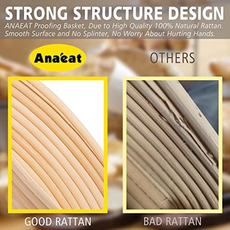 Ronde Brood Banneton Proofing Mand 25 cm 100% Natuurlijke Rotan met Deeg Schraper & Linnen Liner Doek