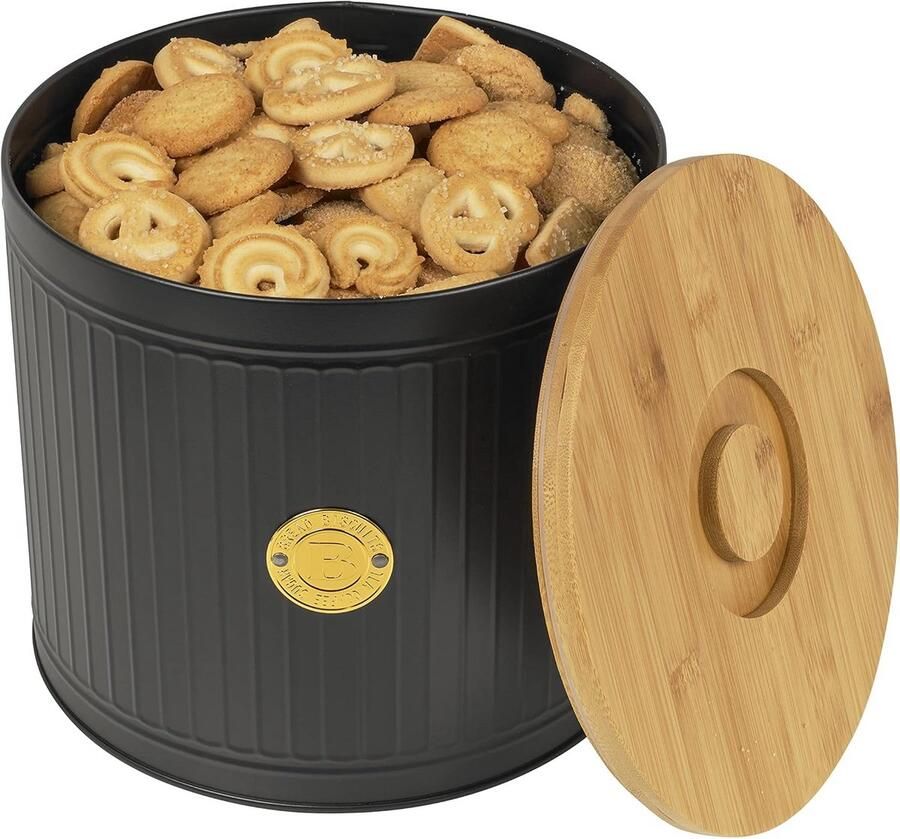 Ronde Broodbak van Koolstofstaal met Bamboe Deksel dat als Snijplank Dient