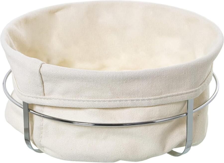 Ronde broodmand Broodtrommel metaal Brood bewaren Chroom en natuur 22 x 11 cm Zilver