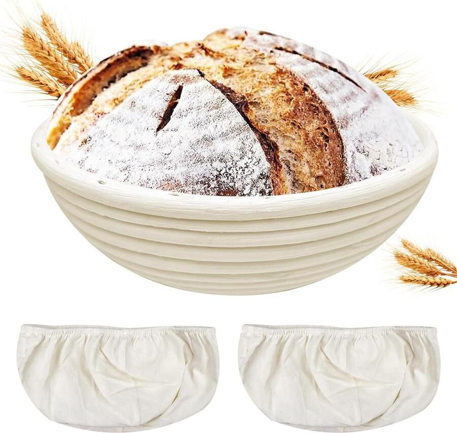 Ronde Broodmand van Rotan voor Rijzend Brood met Linnen Voering