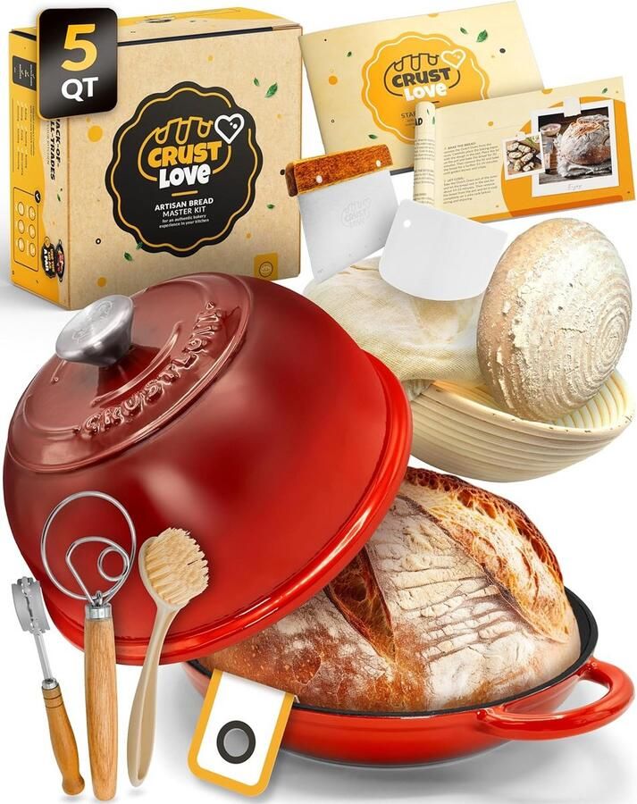 Ronde Broodoven van Gietijzer voor Broodbakken met Deksel Perfect voor Knapperige Korst