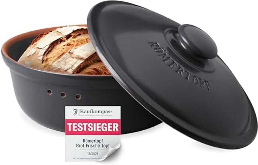 Ronde Broodtrommel van Keramiek 30 cm Zwart Ademend Aardewerk voor Verse Brood en Broodjes