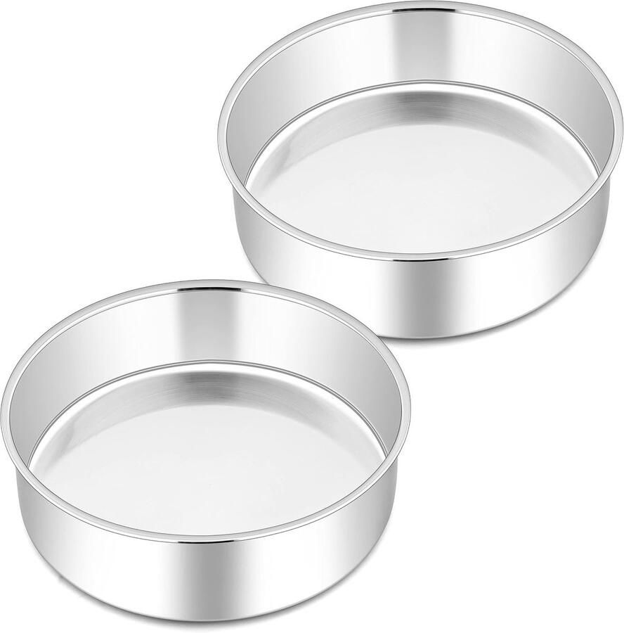 Ronde Cakevormen van Roestvrij Staal Set van 2 Ideaal voor Taarten Omeletten en Pizza Vaatwasserbestendig (16 cm)