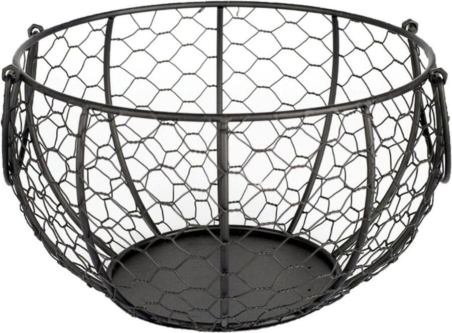 Ronde eierhouder Draadmand Keuken opbergen Rustieke landelijke stijl 20x20x12 cm Zwart