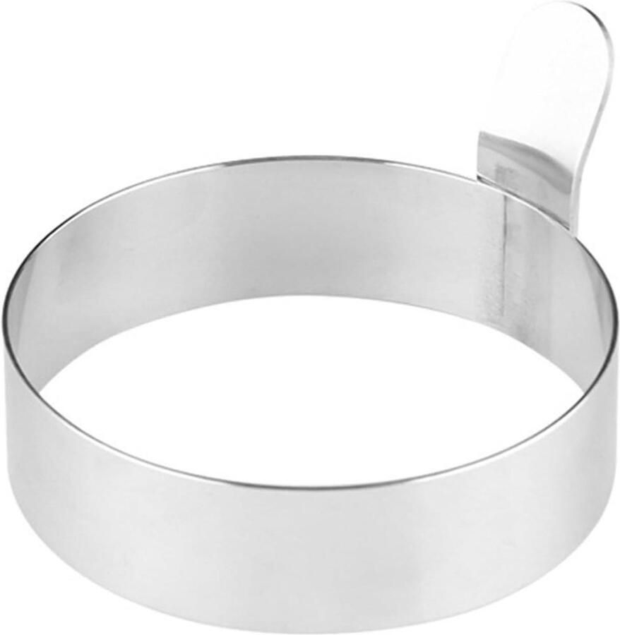 Ronde Eierring Omeletvorm Pannenkoekring Ontbijt Maken Hittebestendig Keukengereedschap 7.5 cm Zilver
