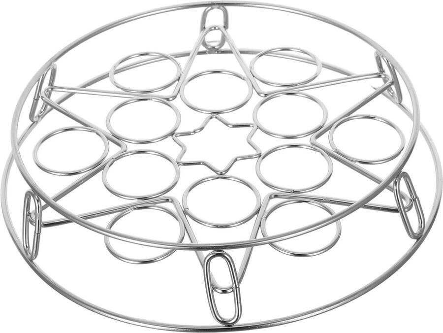 Ronde Eierstomer Stoomrek Stoomschaal Efficiënt Stomen Stapelbaar Ontwerp 25.5 x 25.5 x 5.1 cm Zilver