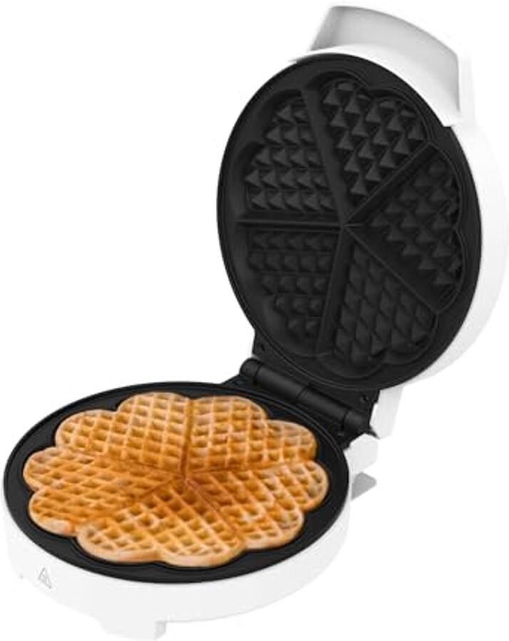 Ronde Elektrische Wafelmaker 1000 W met RVS Afwerking Maak Hartvormige en Grote Wafels