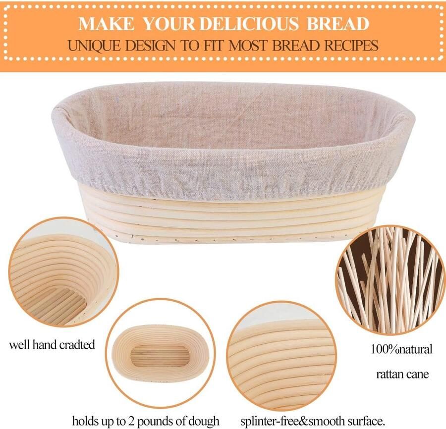 Ronde en Ovale Broodmanden set van 2 Handgemaakt Rotan voor Brood en Fruit