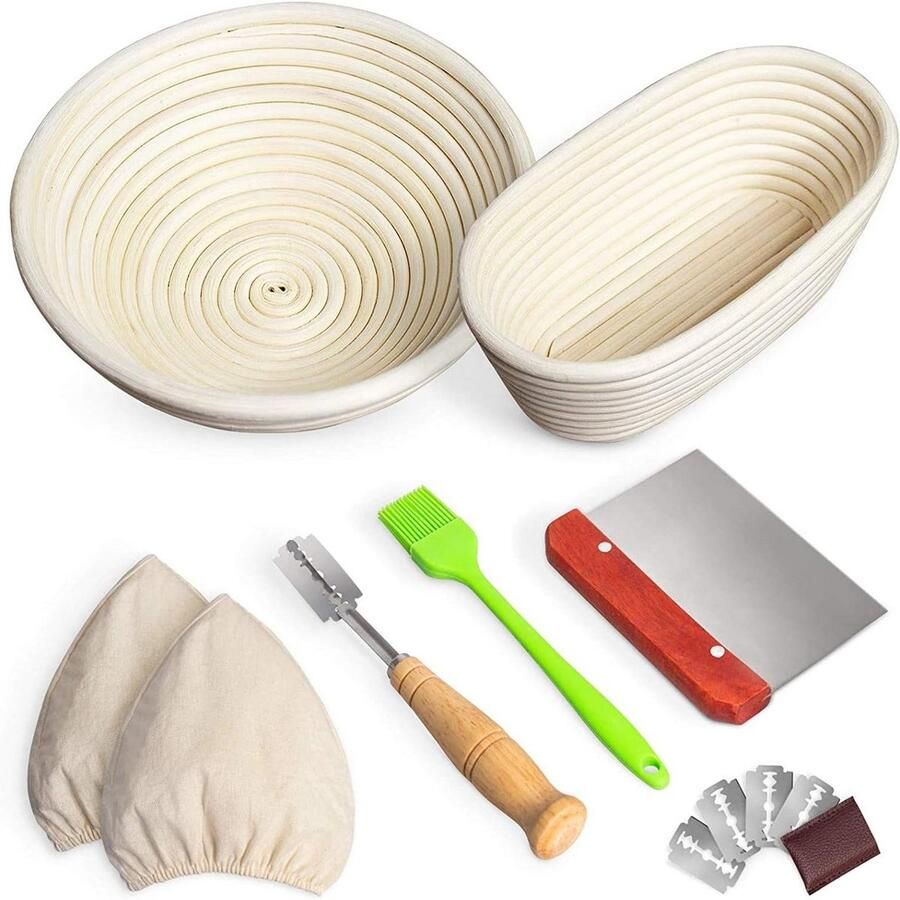 Ronde en Ovale Rijsmanden voor Brood Handgemaakte Zet voor Zuurdesem en Ambachtelijk Brood