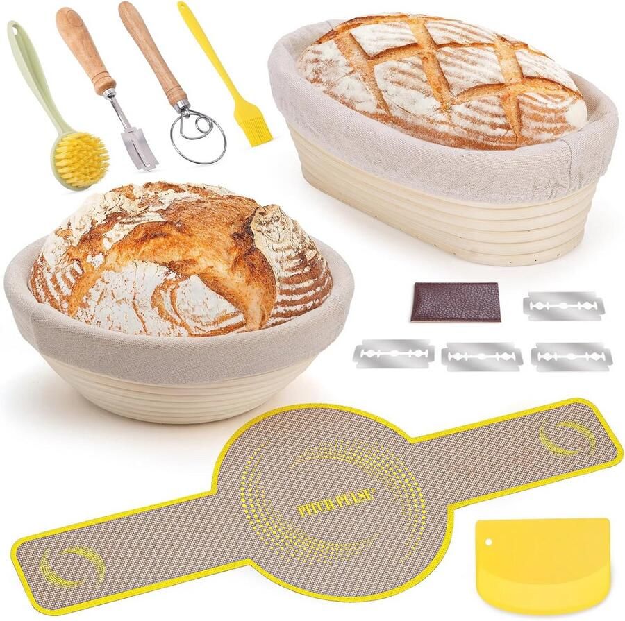 Ronde en Ovale Rijsmandjes Set van Natuurlijk Rotan voor Zuurdesem Brood