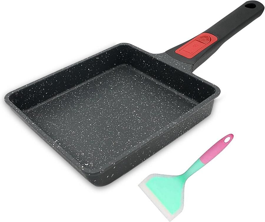 Ronde en Rechthoekige Koekenpan voor Omelet Japanse Tamagoyaki Pan met Antiaanbaklaag en Houten Handvat