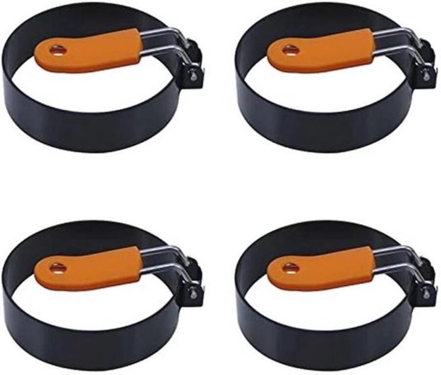 Ronde Gebakken Eiervormen met Siliconen Handvat 4 Stuks 3 5 Inch