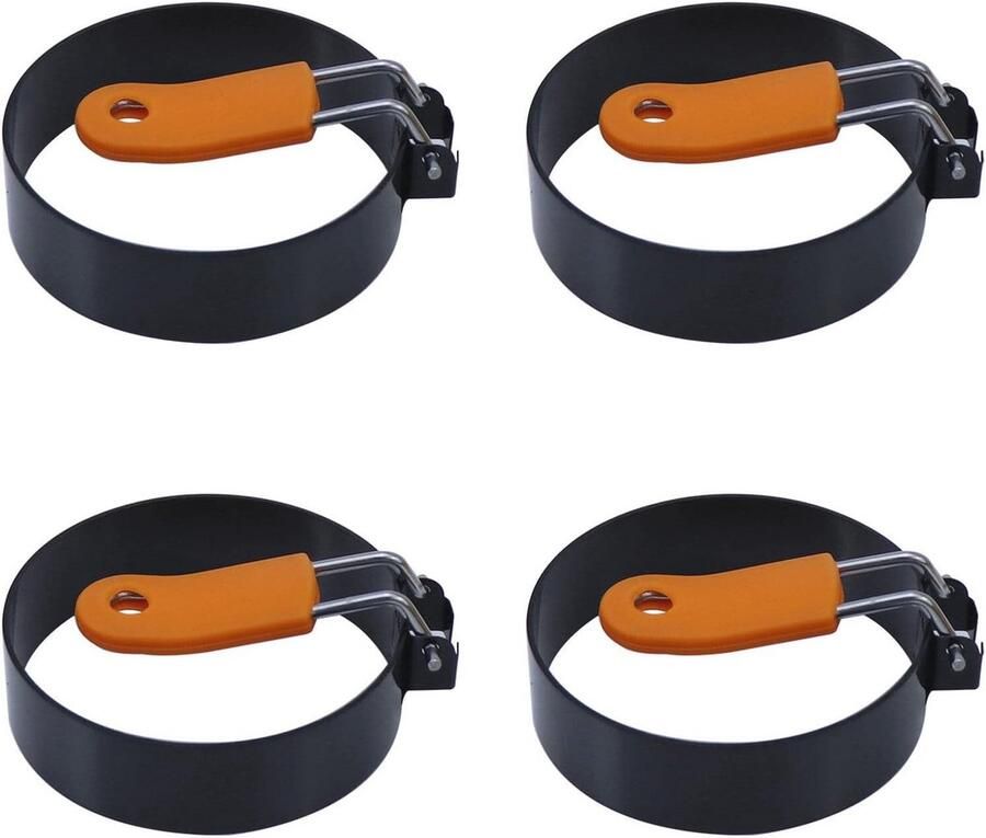 Ronde Gebakken Eiervormen met Siliconen Handvat 4 Stuks 3 5 Inch