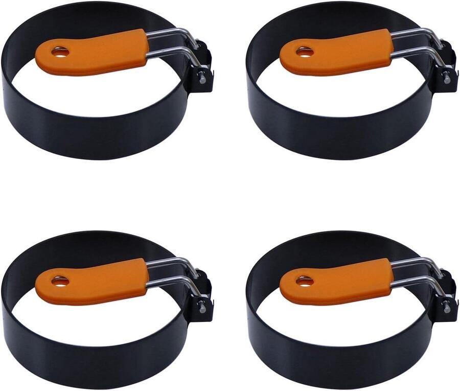 Ronde Gebakken Eiervormen met Siliconen Handvat 4 Stuks 3 5 Inch