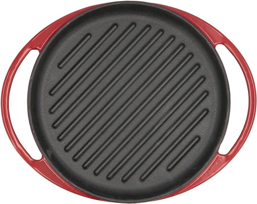 Ronde geëmailleerde braadpan van 25 cm in rood