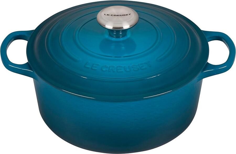 Gietijzeren Braadpan Kookpan Deksel Langzaam Koken Houdt warmte vast 4.2 Liter Azure Blauw