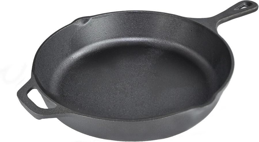 Gietijzeren Koekenpan Ronde Pan Zwaar Koken en Braden Anti-aanbehandeling Hittebestendig 26 cm Zwart
