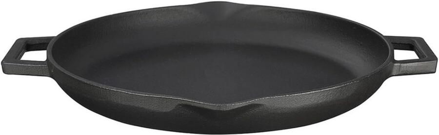 Ronde gietijzeren koekenpan met metalen handvat 26 cm