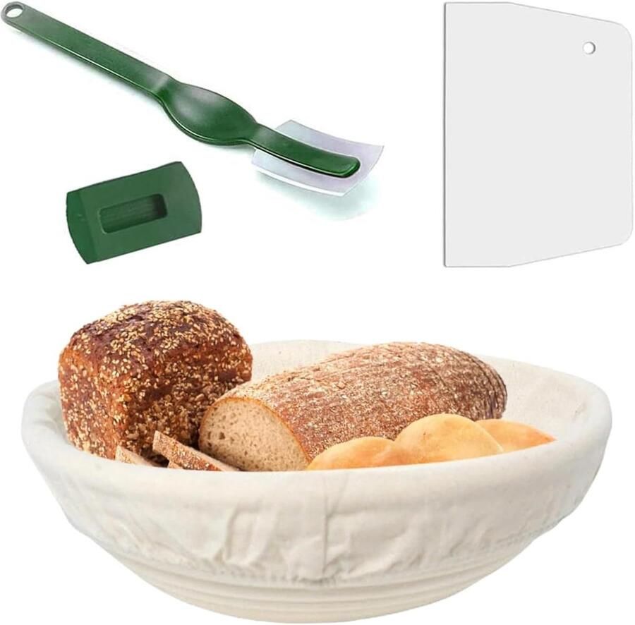 Ronde Gistingsmand Set Brood Mand Brood Bakken Handgemaakt Rotan Ø 25 cm