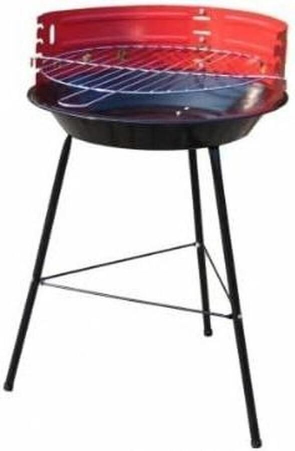 Ronde Grill Buitenkeuken Buiten Koken Inclusief Windscherm 52cm Hoog Zwart Rood
