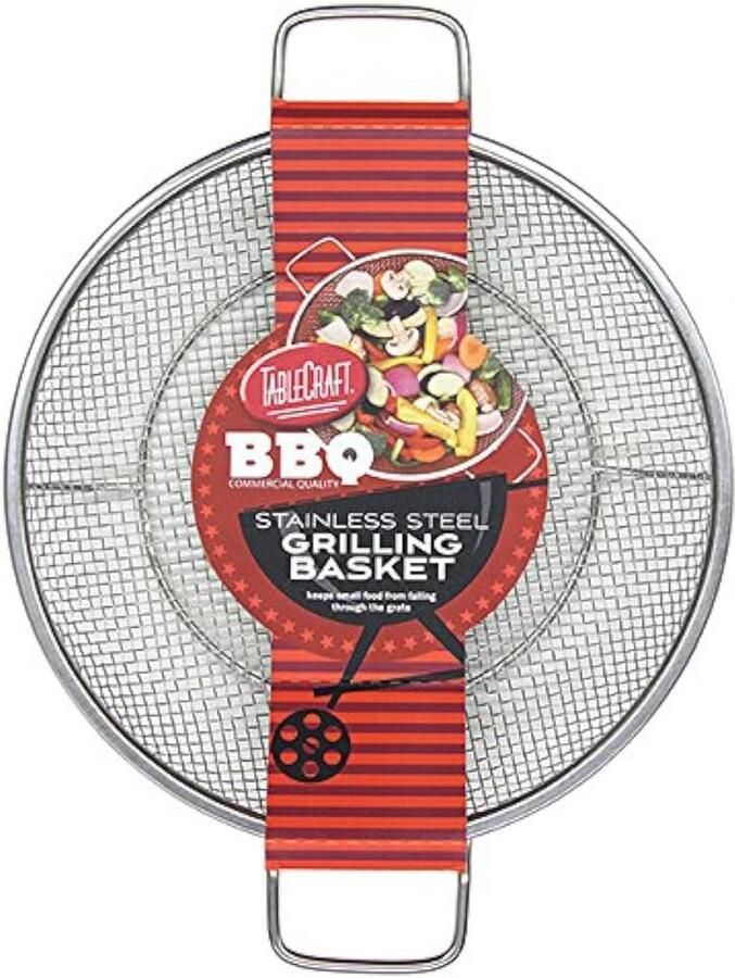 Ronde Grillmand van RVS voor de BBQ 40 cm Ideaal voor Kleine en Delicaten Voedingsmiddelen - Foto 1