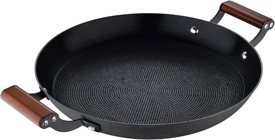 Ronde Grillpan 28 cm met Antiaanbaklaag en Acaciahouten Handvat