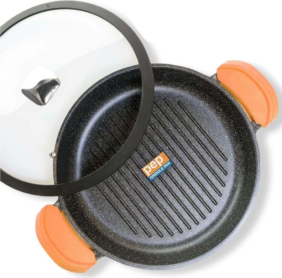 Ronde Grillpan Anti-aanbak Lichtgewicht Gietaluminium Geschikt voor alle warmtebronnen 28 cm