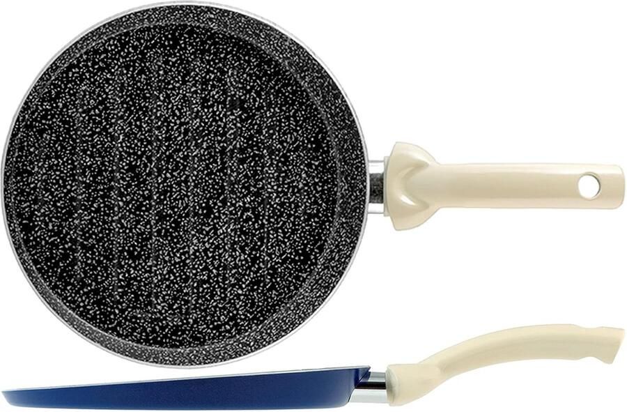 Ronde grillpan Koekenpan Vlees grillen Antiaanbaklaag 26 cm Blauw