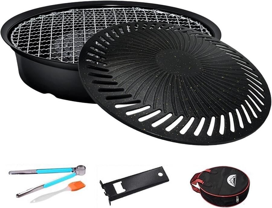 Ronde Grillpan Kookplaat Pan Buiten Koken Antiaanbaklaag 30 cm Diameter Meerkleurig