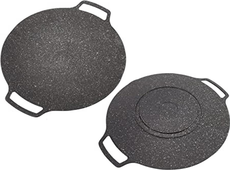 Ronde 30 cm Anti-aanbak Grillplaat voor Buiten en Camping Draagbare Aluminium Grillpan met Handvat