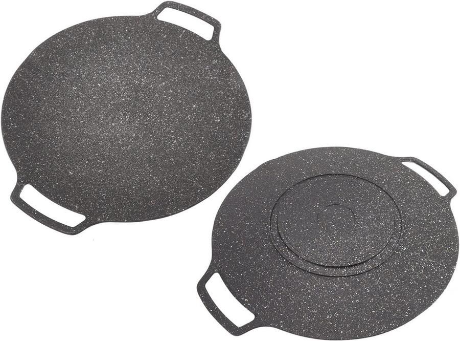 Ronde 30 cm Anti-aanbak Grillplaat voor Buiten en Camping Draagbare Aluminium Grillpan met Handvat