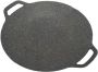Ronde grillpan van gietijzer gebogen vorm geribbelde textuur dubbele handgrepen for kamperen gietijzeren koekenpan gietijzeren pan koekenpan perfect for vlees biefstuk vis en groenten (L) - Thumbnail 1