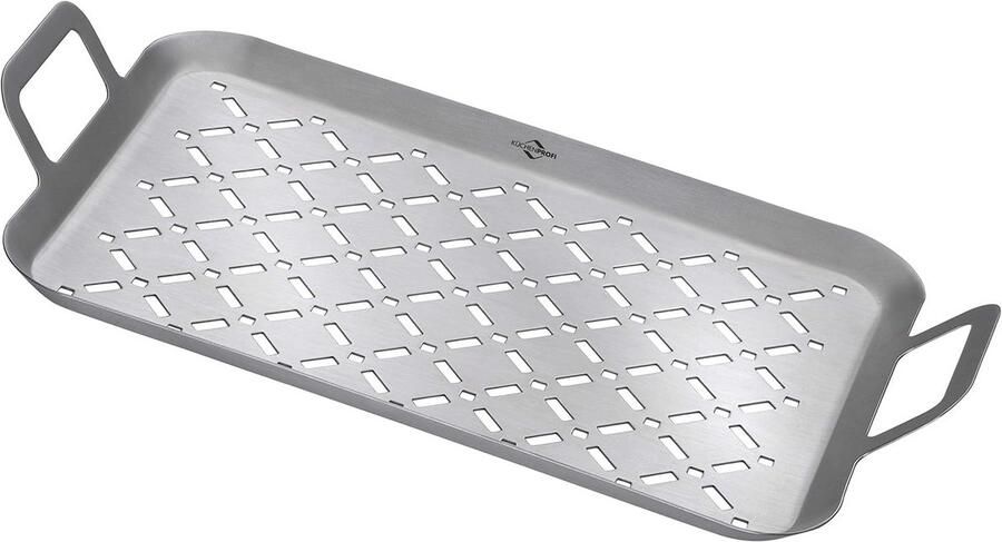 Ronde Grillpan voor Barbecue en Binnen Gebruik 34x23 cm Roestvrij Staal - Foto 2