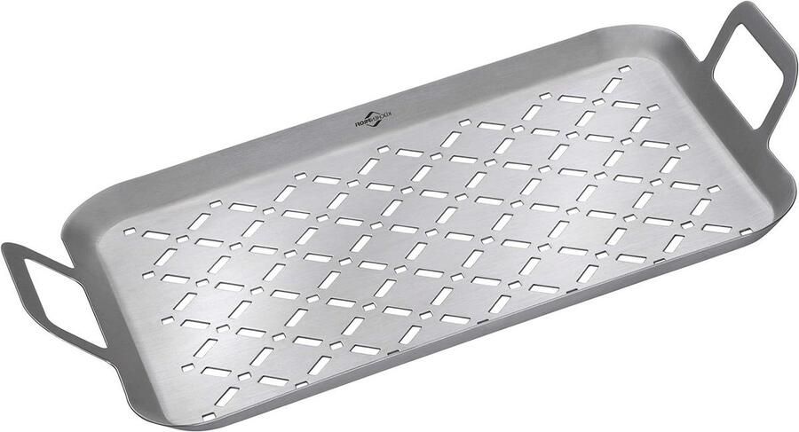 Ronde Grillpan voor Barbecue en Binnen Gebruik 34x23 cm Roestvrij Staal