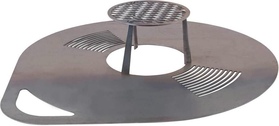 Ronde Grillplaat 80 cm voor Barbecue en Vuurton Tweetraps Braadplaat met Patina