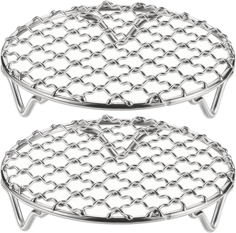 Ronde Grillroosters Bakrooster Koelrek Koken Bakken Verhoogde Poten 12 cm Zilver
