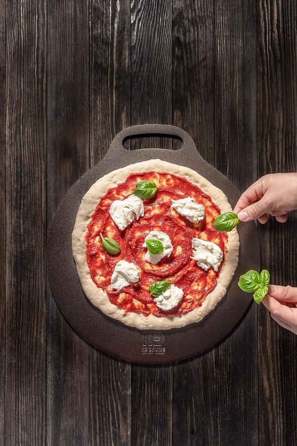 Ronde Hete Steen voor Pizza Brood en Burgers 35cm Gietijzer Bakplaat voor Oven en Grill