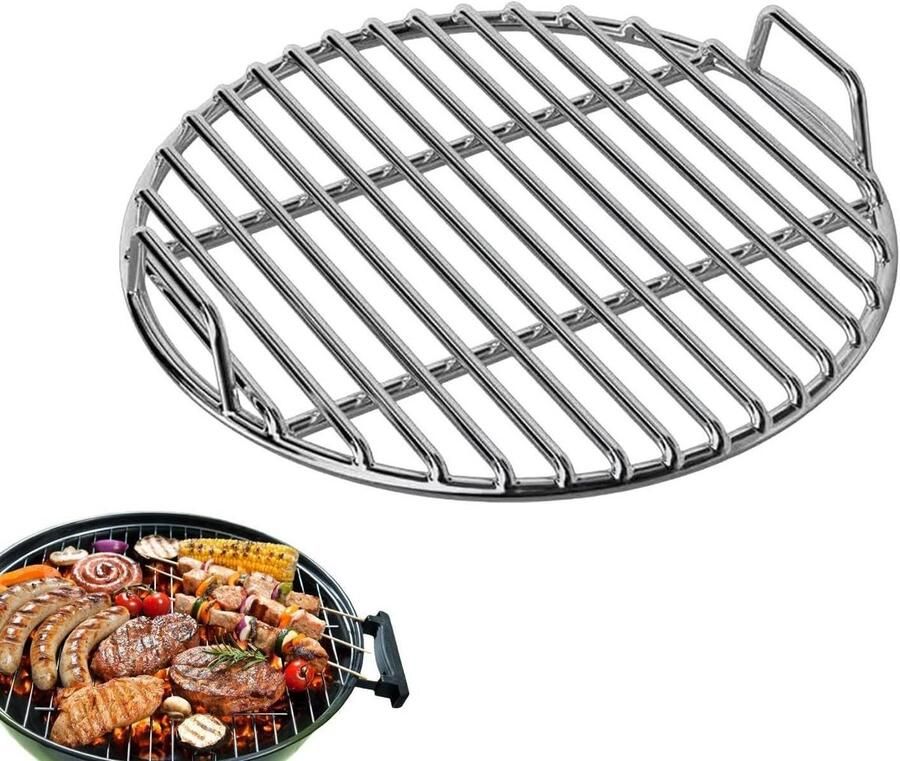 Grillrooster Rond Barbecue rooster Buiten koken Anti-aanbaklaag 35 cm Zilver