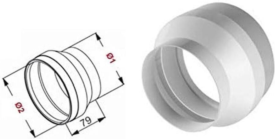 Ronde kanaalreductie afzuigkap 120mm 100mm Hoge kwaliteit ABS kunststof