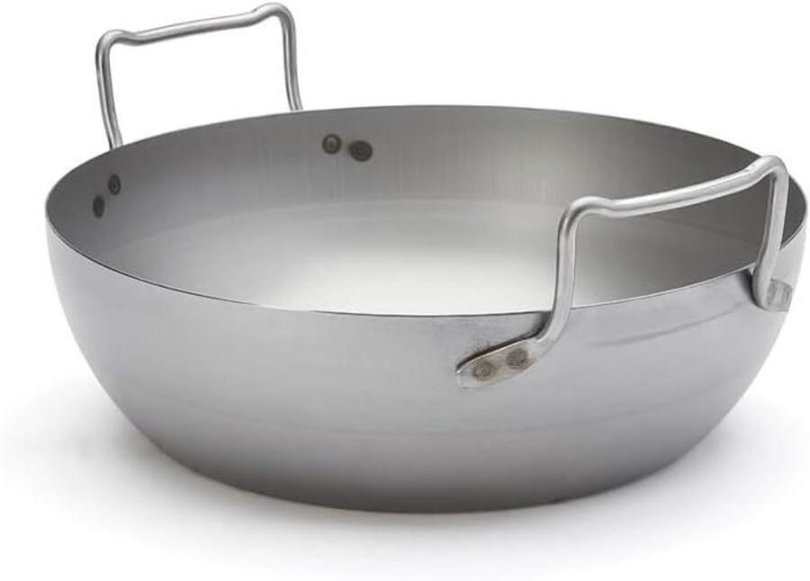 Ronde koekenpan Gietijzeren pan Hoge temperaturen Onvervormbare constructie 36 cm Blauw