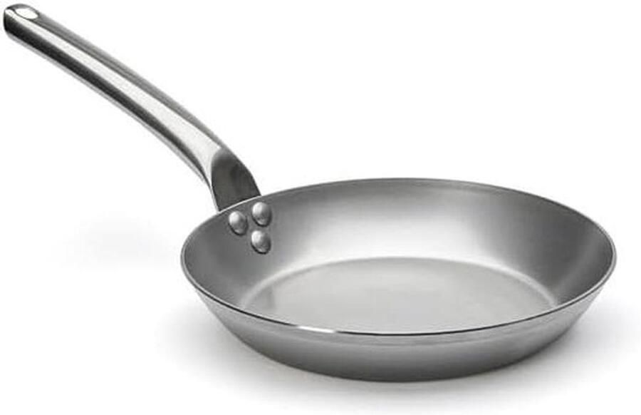 Ronde Koekenpan Gietijzeren Pan Professioneel Koken Snel Temperatuur Stijging 24 cm Diameter Zilver