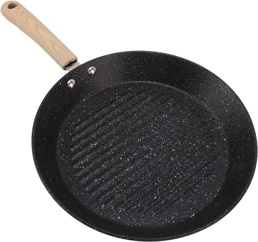Ronde koekenpan Grill pan bakplaat Ontbijt bereiden Anti-aanbaklaag 42x25 cm Zwart
