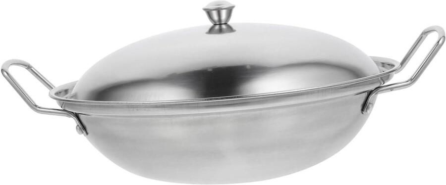 Ronde Koekenpan Hete Pan Thuis Koken Dubbele Handgreep 24.5 cm Zilver