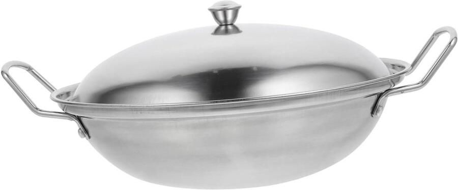Ronde Koekenpan Hotpot Pan Thuis Koken Dubbele Handgreep 24.5 cm Zilver